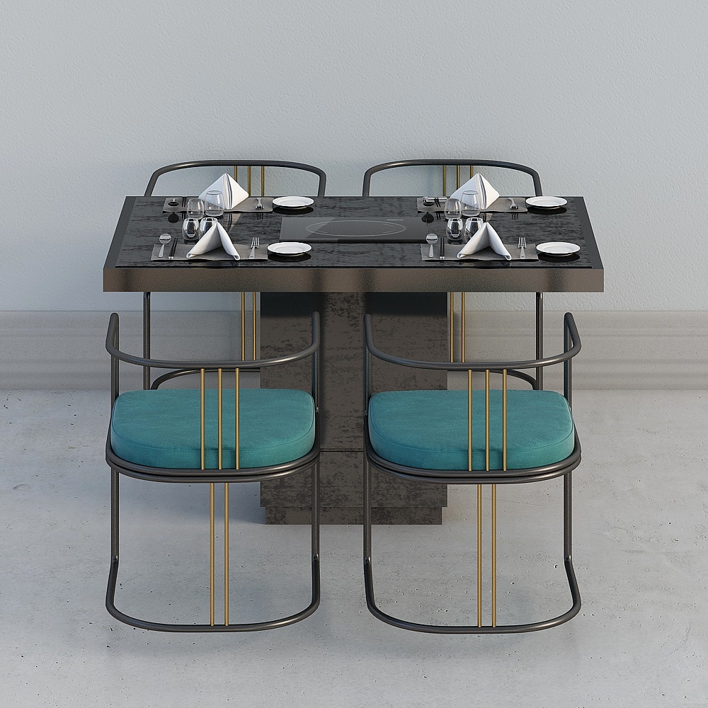 Negozio hot pot industriale LOFT 7 - combinazione tavolo e sedie