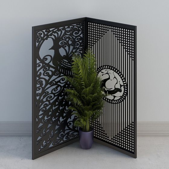 Low-Polygon Artistic Room Divider 3D model