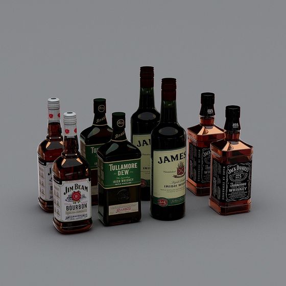 Stylish Wine Bottle Collection 3D model