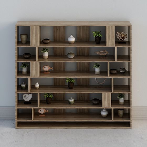 Elegant Low-Polygon Bookshelf 3D model