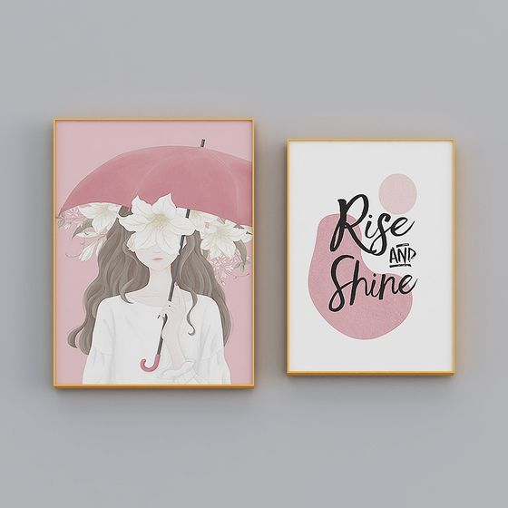 주오이 - 북유럽 스타일 - 소녀 심장 공주 방 침대 옆 장식 그림 - 섬 언어