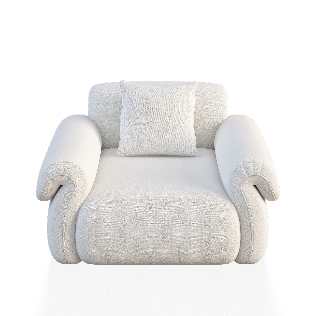 Comfortable Low-Poly Sofa 3D Model – White Velvet Upholstery