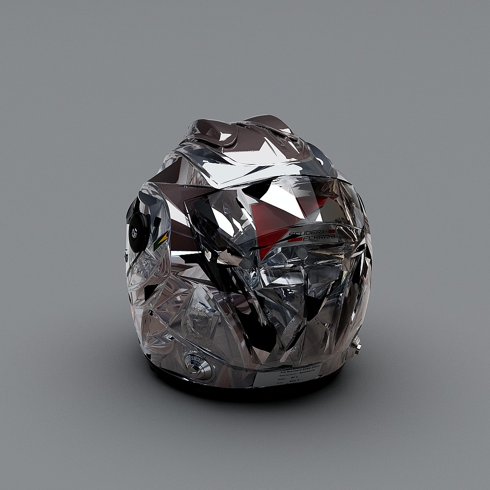 Low-Poly High-Detail Racing Helmet 3D model