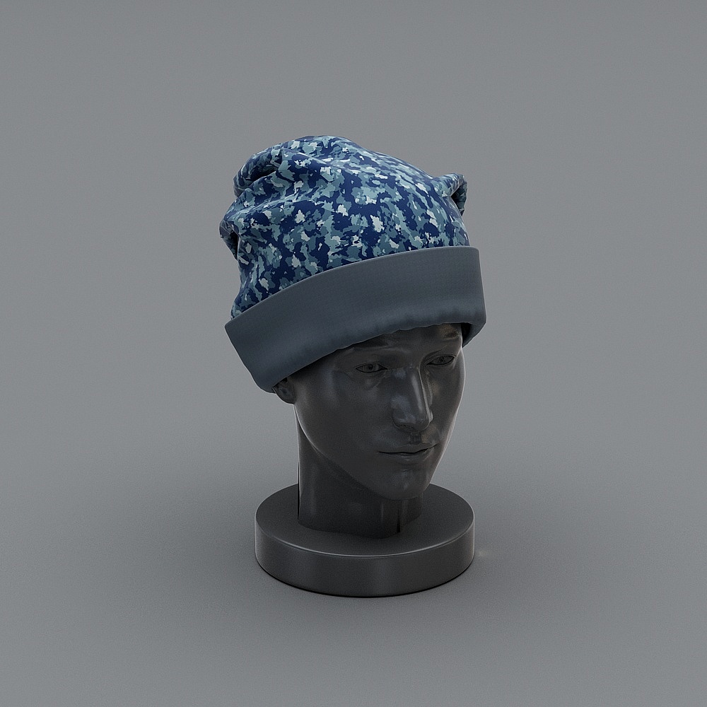 Low Poly Camouflage Hat 3D model