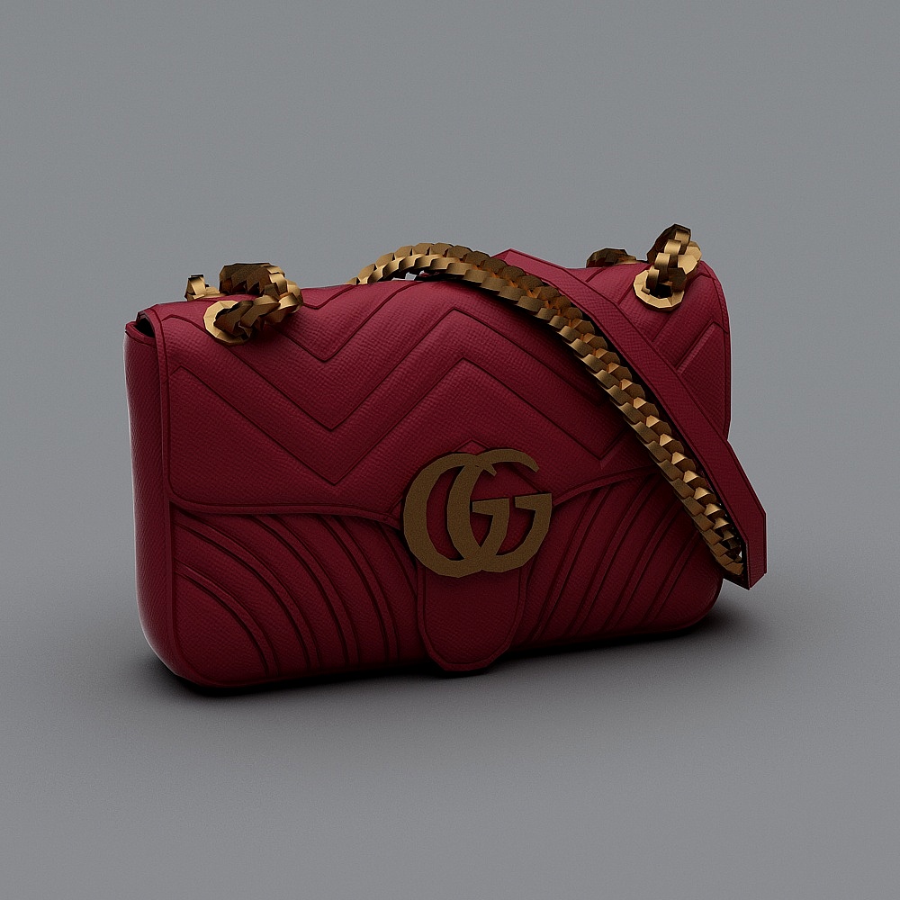 Elegant Red Handbag 3D model with Luxury Design