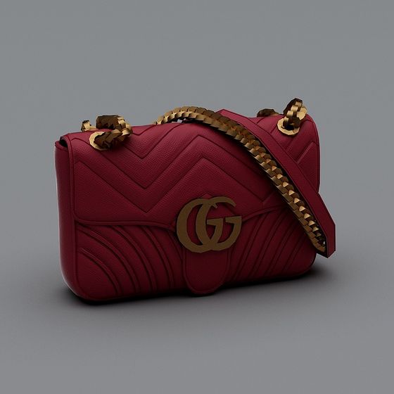 Elegant Red Handbag 3D model with Luxury Design
