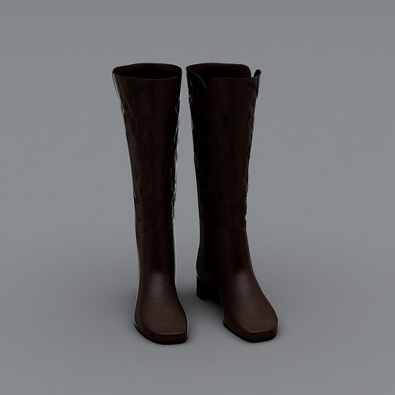 Elegant Brown High Heel Boots 3D model