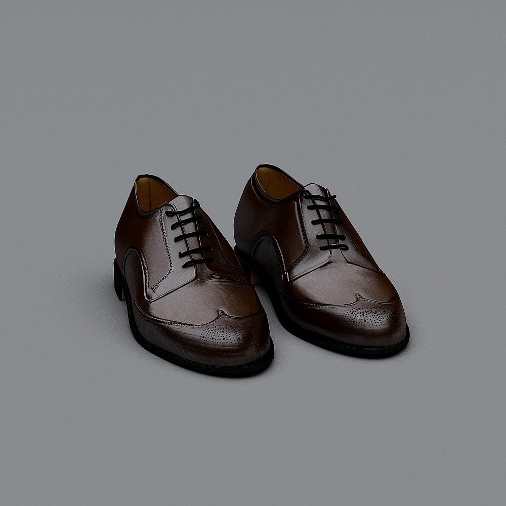 Elegant Brown Leather Shoes 3D model