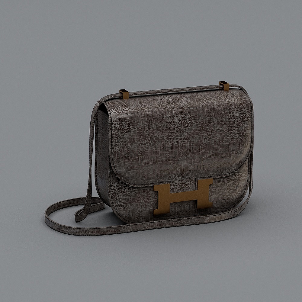 Elegant Crocodile Texture Handbag 3D model