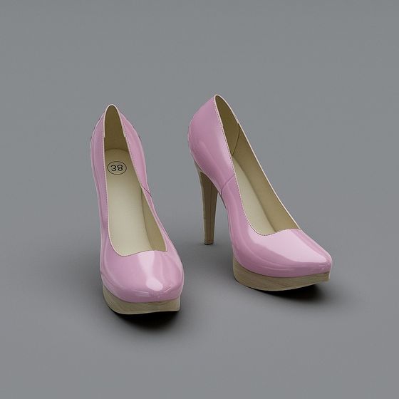 Charming Pink High Heels 3D model