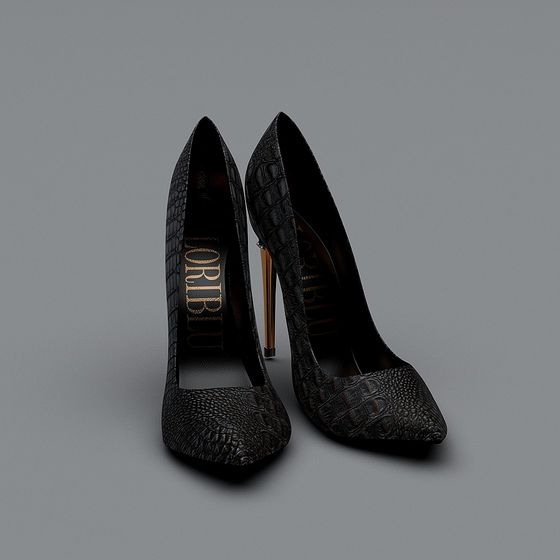 Crocodile Pattern High Heels 3D Model
