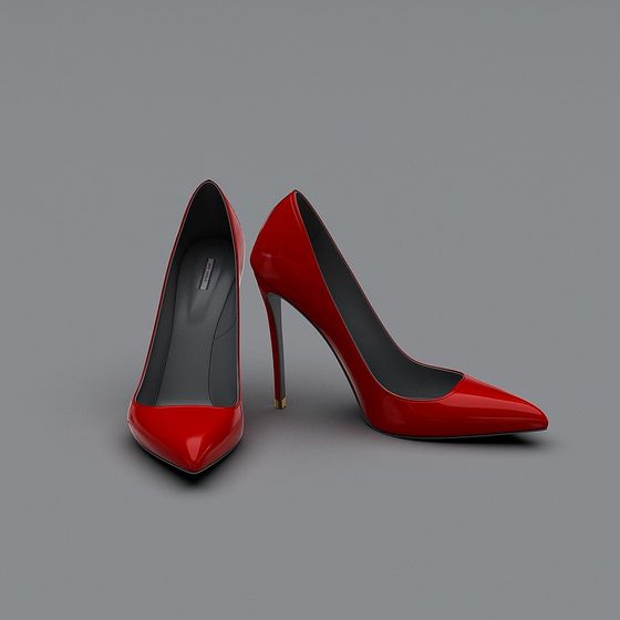 Elegant Red High Heel 3D model