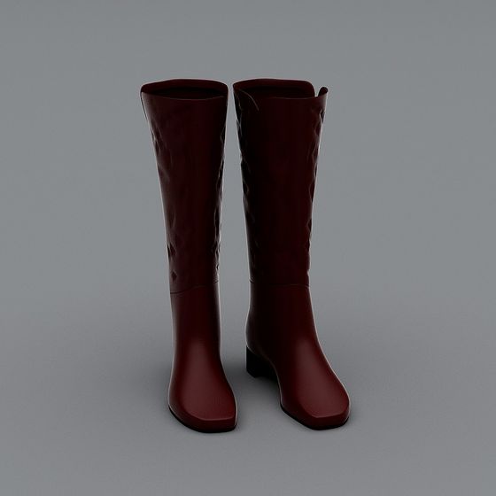 Elegant Red High Heeled Boots 3D model