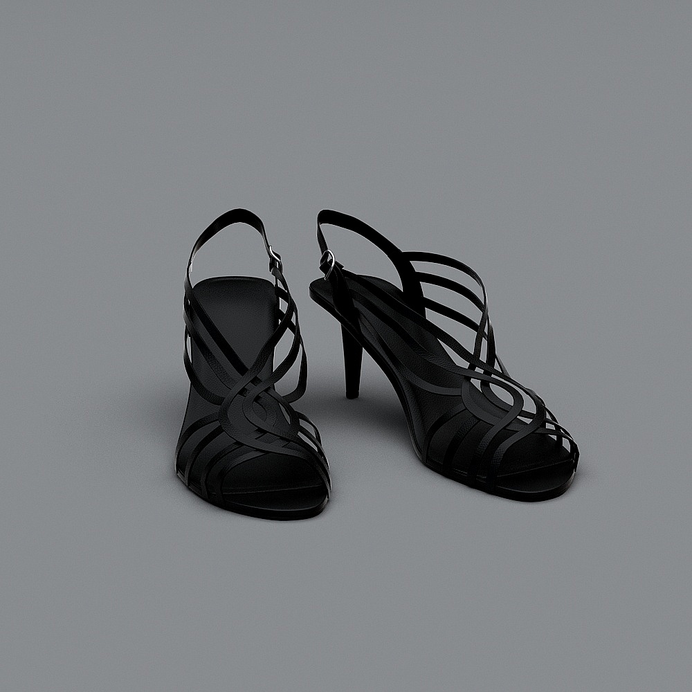 Modern shoes - women's black high-heeled sandals