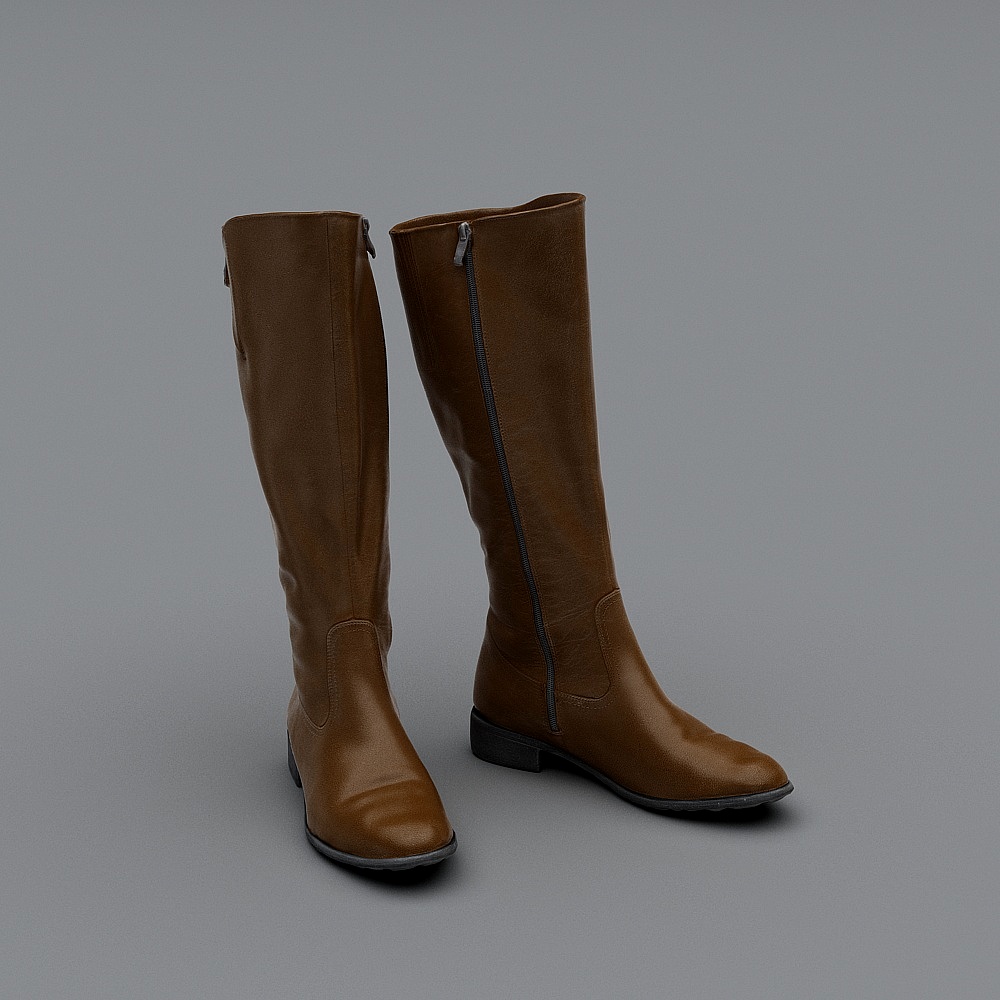 Realistic Brown Tall Boots 3D Model