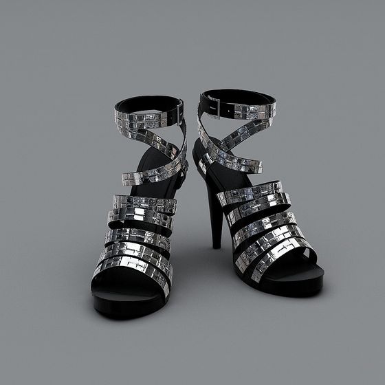 Elegant High Heel Shoes 3D model with Low Polygon Design