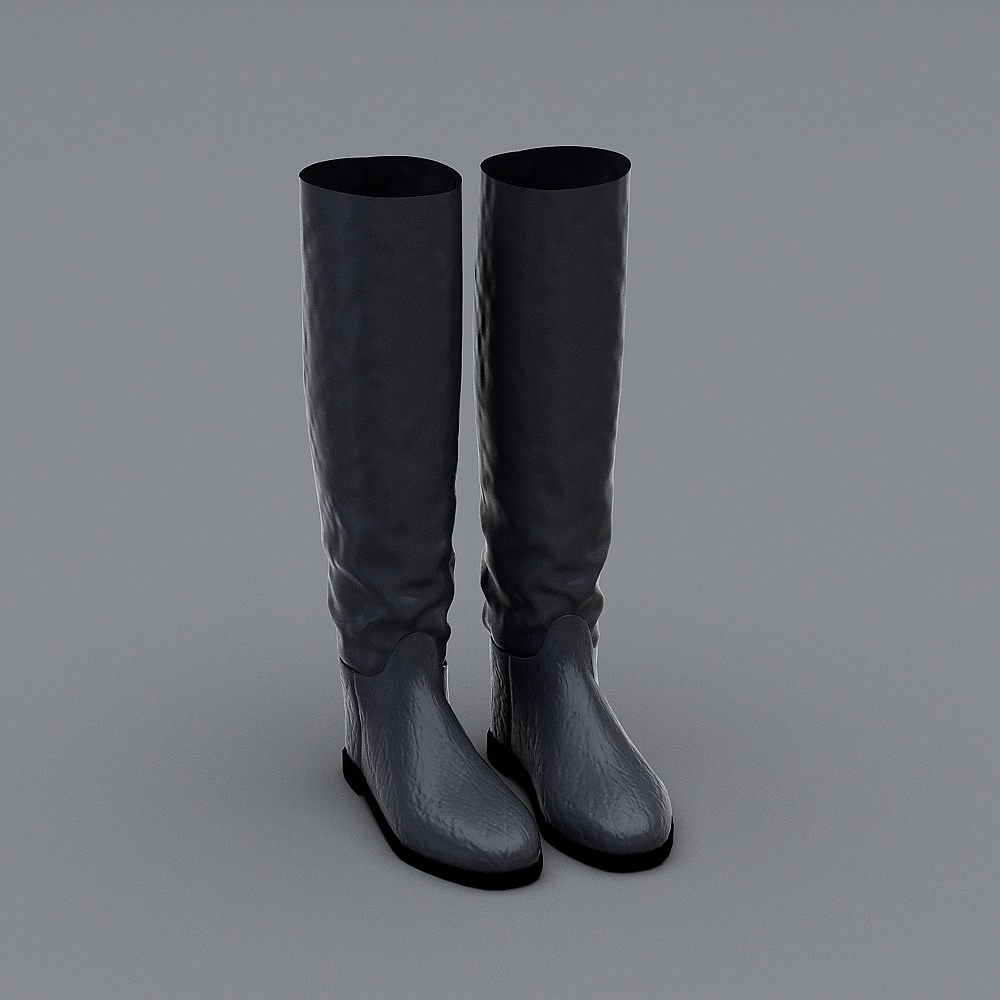Stylish Black Knee-High Boots 3D model