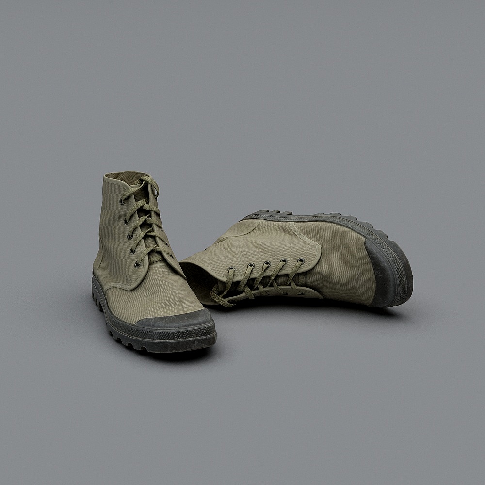 Realistic Low-Poly Military Boots 3D model