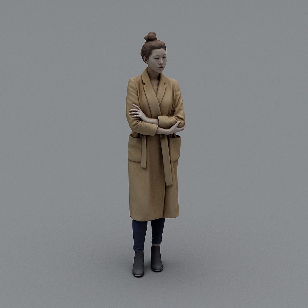 Stylish Low-Poly 3D Model of a Modern Woman