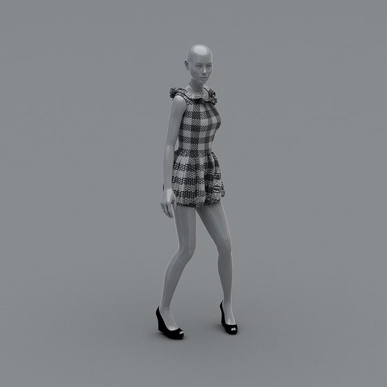 Stylish Plaid Beauty Low Poly 3D Model