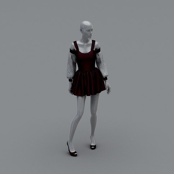 Enchanting Low-Poly 3D Model of a Mystical Fairy in Red Dress