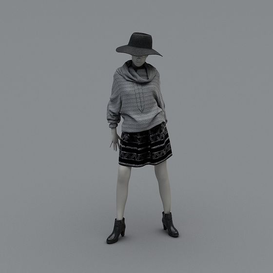 Stylish Low-Poly Female Model 3D Model