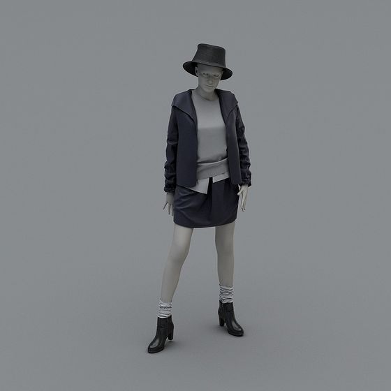 Futuristic Low-Polygon 3D Model of Stylish Character