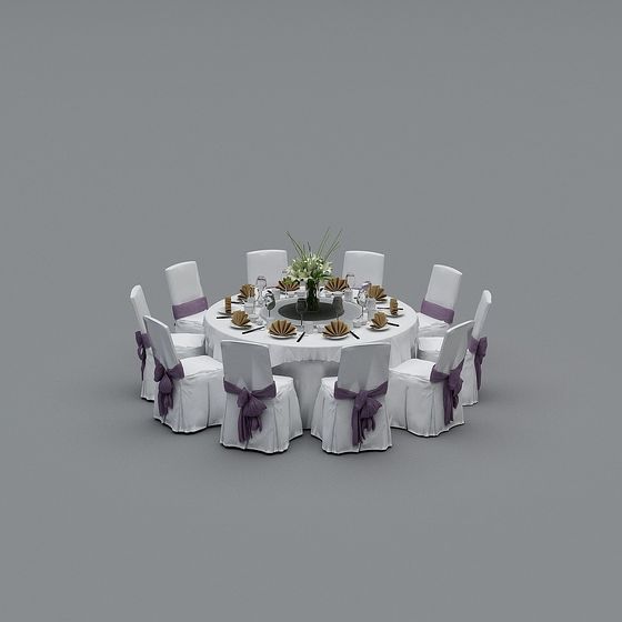 Elegant Round Dining Table 3D Model for Celebrations