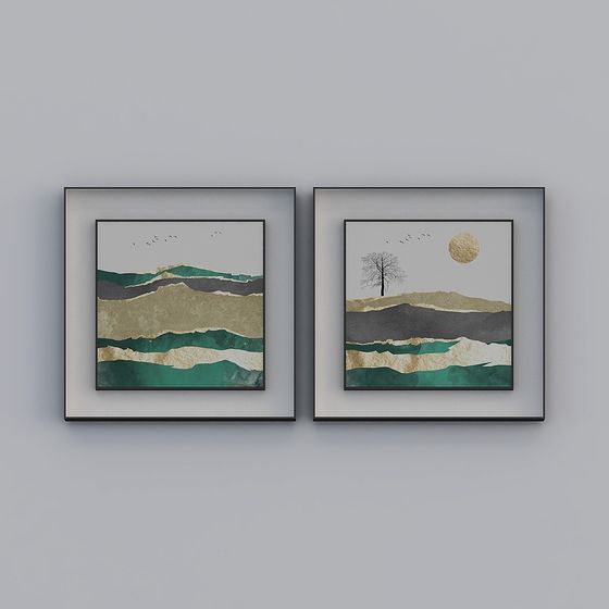 Abstract Mountain Framed Artwork 3D model