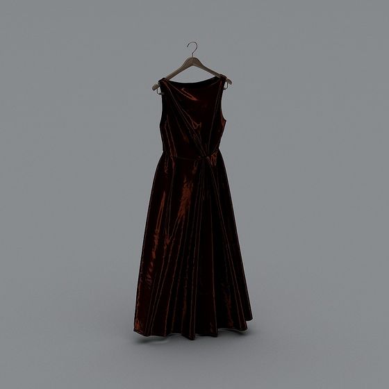 Elegant Velvet Long Skirt 3D model