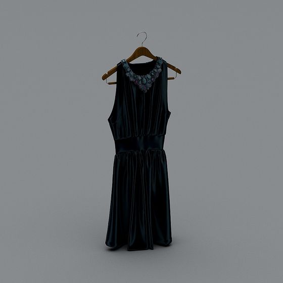 Elegant Vintage Velvet Gown 3D model