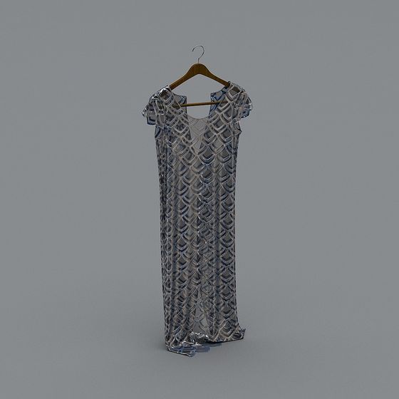 Scales Long Skirt Low Poly 3D Model for Designers