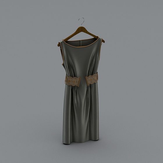 Elegant Vintage Lace Dress 3D model