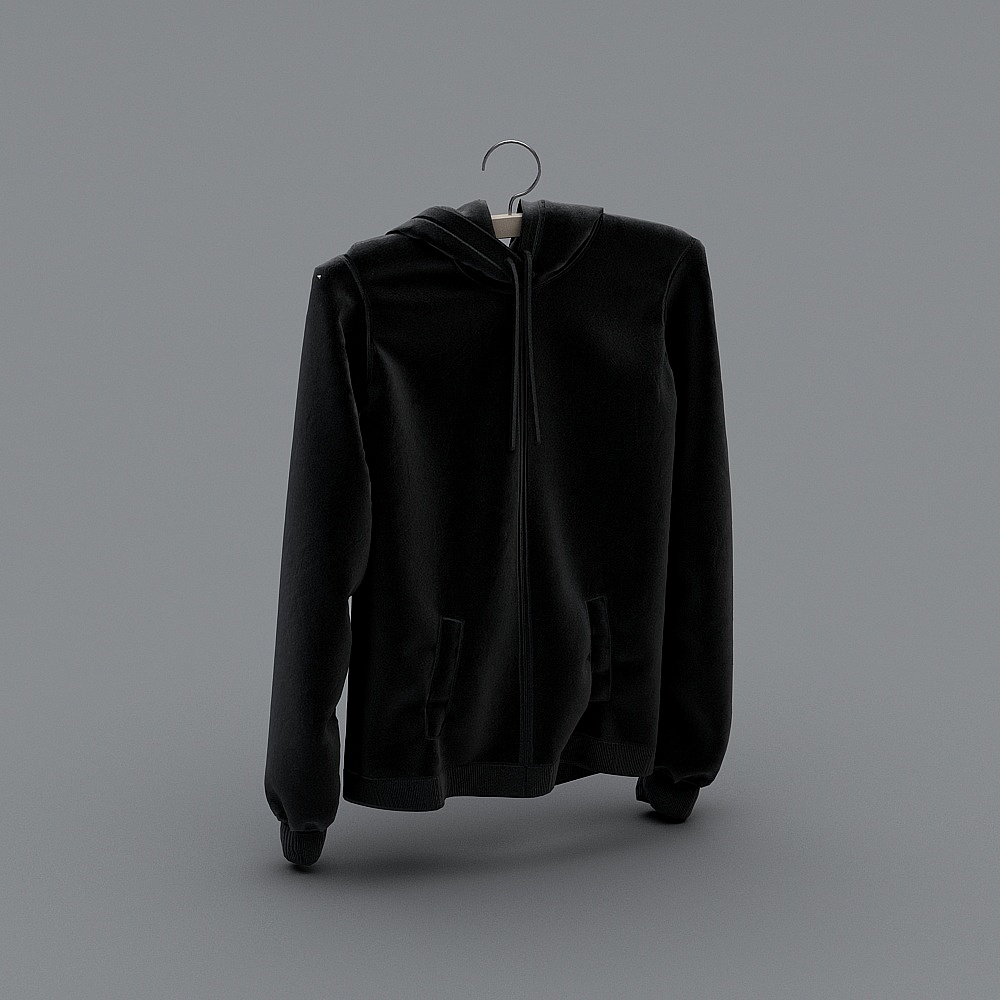 Realistic Black Hoodie 3D model