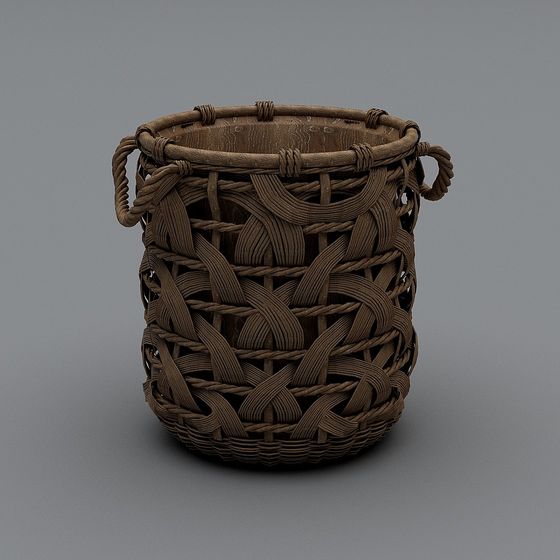 Rustic Wicker Basket 3D model