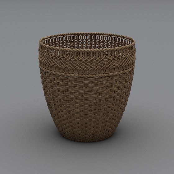 Handcrafted African Woven Basket 3D model