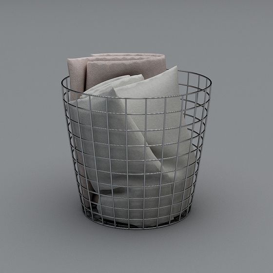 Modern Metallic Mesh Trash Bin 3D Model
