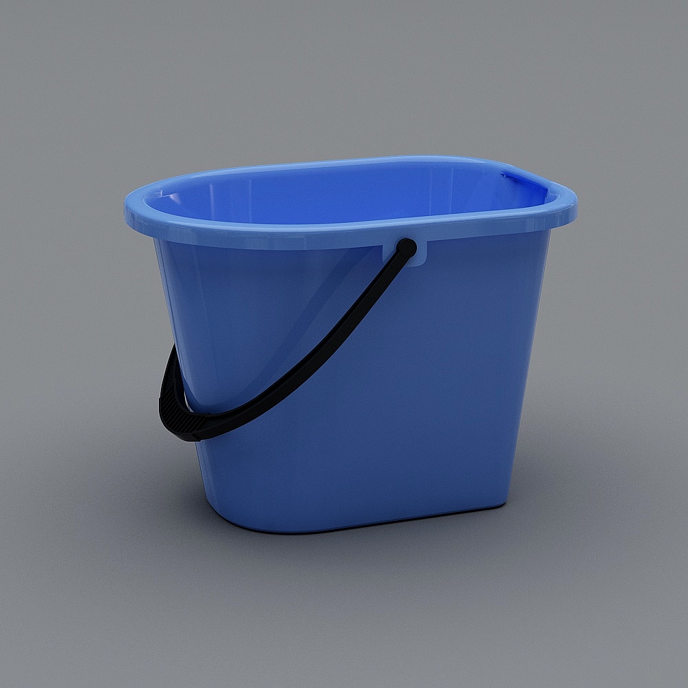 Practical Blue Plastic Bucket 3D model