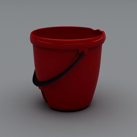 Vibrant Red Plastic Bucket 3D model