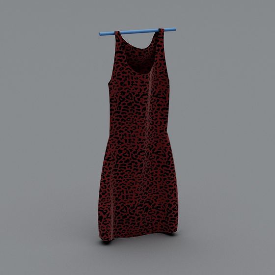 Leopard Print Long Dress 3D model
