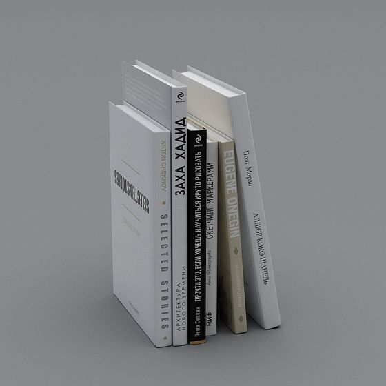Modern Books Collection 3D Model in Black