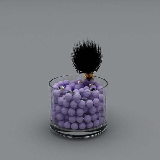 Makeup Brush and Iridescent Beads 3D model