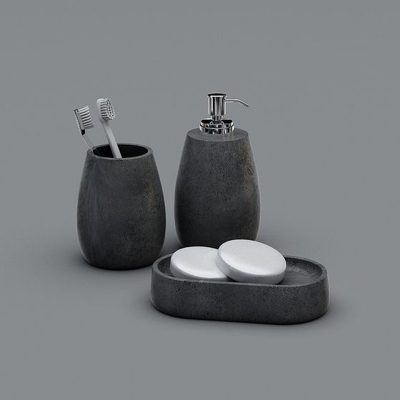 Stylish Low-Polygon Bathroom Accessories 3D model
