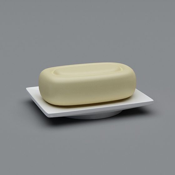 Cream Yellow Soap Dish Set 3D model