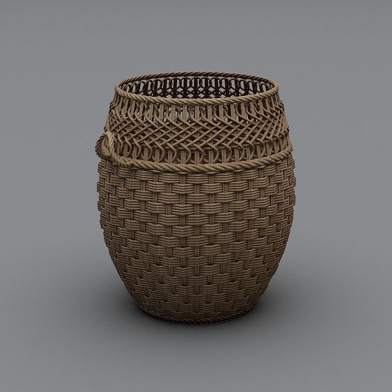 Handcrafted Woven Basket 3D Model