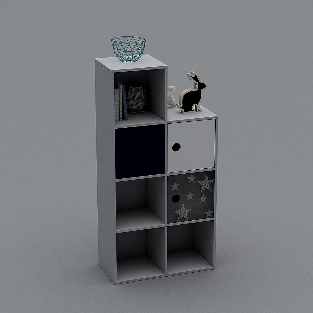 Stylish Low-Poly High-Detail Bookshelf 3D model