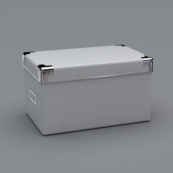 Modern White Storage Box 3D Model in Black and White