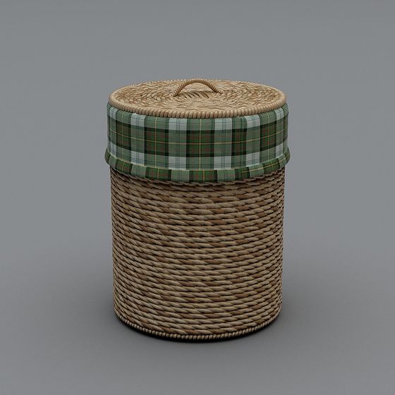 Rustic Woven Basket 3D model