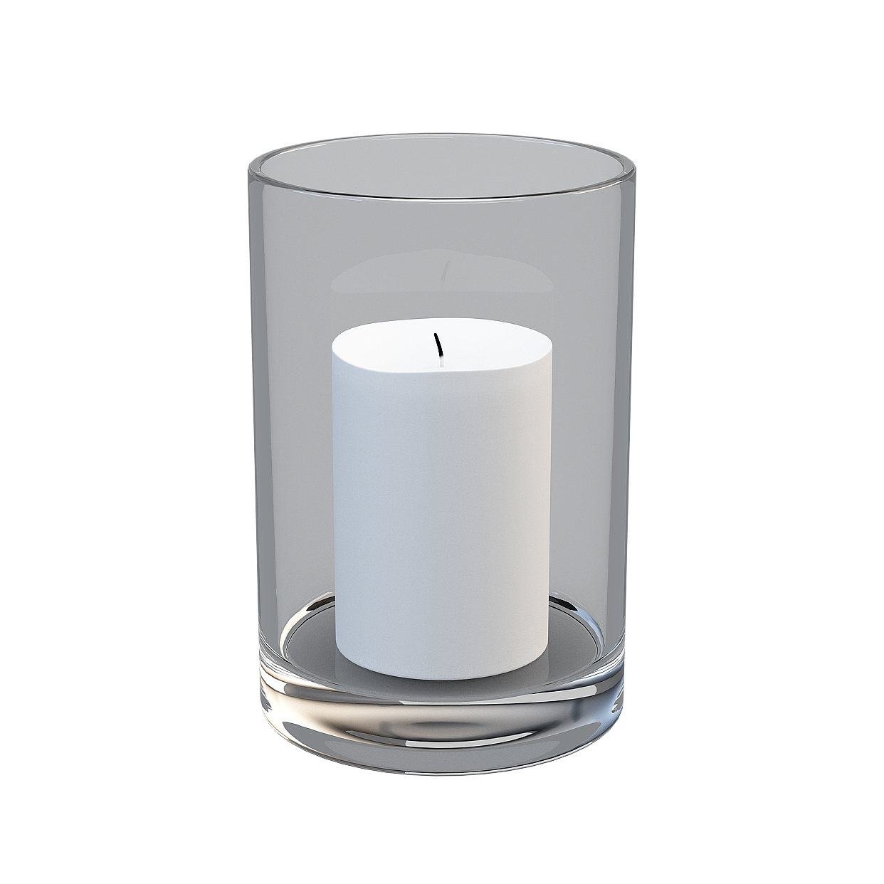 Minimalist Candle Holder 3D Model – Glass & White Candle