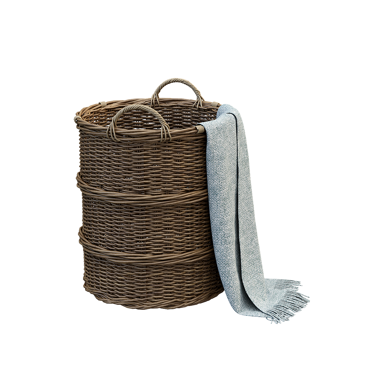 Elegant Low-Poly Woven Basket 3D Model – Brown Rattan Design